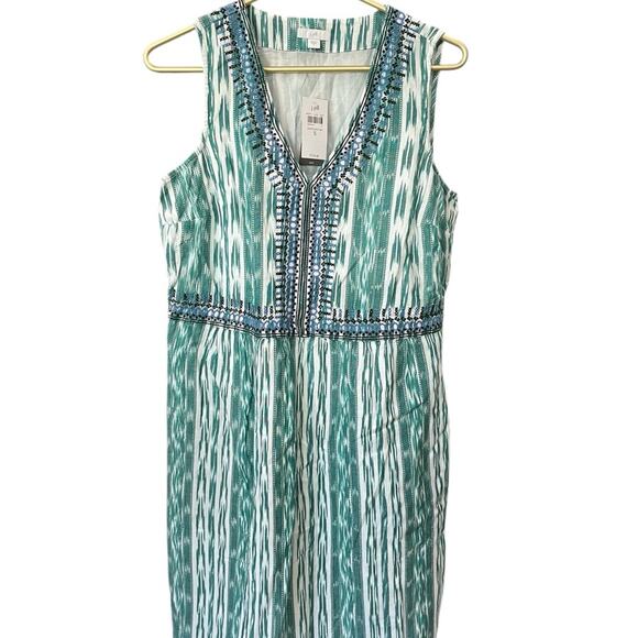 J. Jill Sleeveless Midi – Soft Teal Cotton Dress, Size Small, NWT - Picture 2 of 8